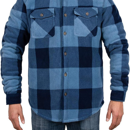 Men'S Warm Sherpa Lined Fleece Plaid Flannel Shirt Jacket(All Sherpa Fleece Lined) - STYIEN