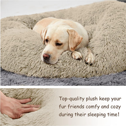 Washable Dog round Bed - Large Donut Dog Bed, Comfy Calming Cuddler