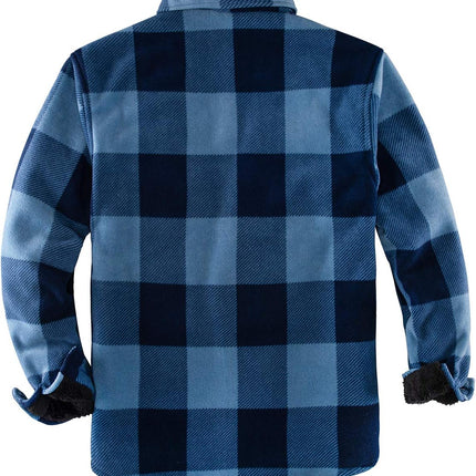 Men'S Warm Sherpa Lined Fleece Plaid Flannel Shirt Jacket(All Sherpa Fleece Lined) - STYIEN