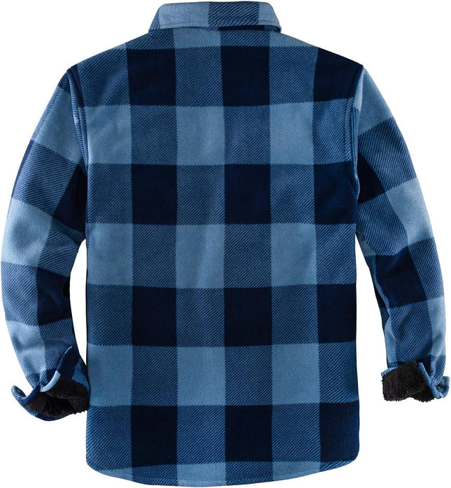 Men'S Warm Sherpa Lined Fleece Plaid Flannel Shirt Jacket(All Sherpa Fleece Lined) - STYIEN