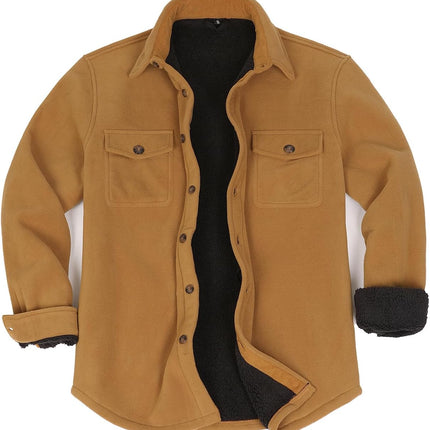 Men'S Warm Sherpa Lined Fleece Plaid Flannel Shirt Jacket(All Sherpa Fleece Lined) - STYIEN