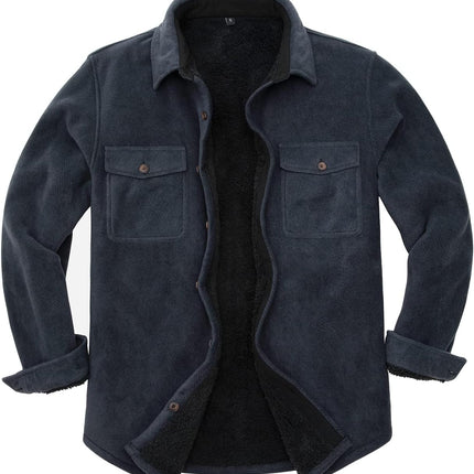 Men'S Warm Sherpa Lined Fleece Plaid Flannel Shirt Jacket(All Sherpa Fleece Lined) - STYIEN