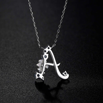 Initial Necklace for Women 925 Sterling Silver Initial a to Z Letter Pendant Necklace with Blue Flower Cubic Zirconia Birthday Engagement Gift for Women,Mom, Couple