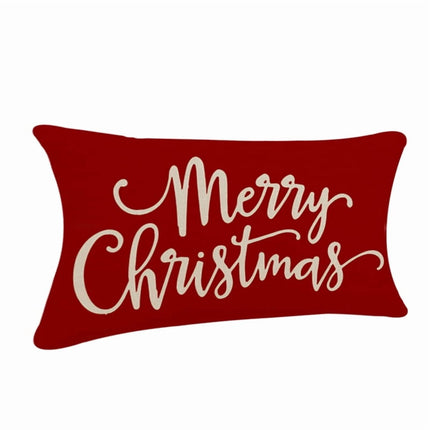 Christmas Pillow Covers Decorations Red Merry Christmas Farmhouse Throw Pillow Covers Great Gift for Christmas 12" X 20" 1 Pack