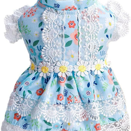 Dog Dress Cowboy Bow Jumpsuits Pets Party Clothes for Puppy Cat Lace Skirt Mesh Princess Tutu Dresses