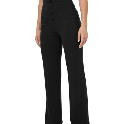 Women's High-Waisted Straight Leg Pants with Multiple Pockets - Stretchy Business Casual Trousers