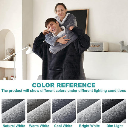 Wearable Blanket Sherpa Oversized Sweatshirt with Hoodie, Soft Warm Flannel Fleece Throw Blankets Sweatshirt with Sleeves and Pocket, One Size Fits All (Grey, Medium)… - STYIEN