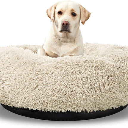 Washable Dog round Bed - Large Donut Dog Bed, Comfy Calming Cuddler