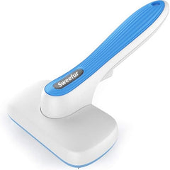 Automatic Pet Hair Removal Comb, Self-Cleaning Slicker Brush for Dogs & Cats- Grooming Shedding Brush for Small, Medium and Large Dogs and Cats- Pet Hair Brush with Soft Grip Handle- Blue - STYIEN