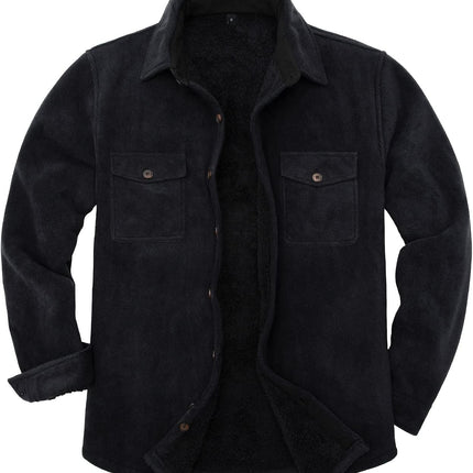 Men'S Warm Sherpa Lined Fleece Plaid Flannel Shirt Jacket(All Sherpa Fleece Lined) - STYIEN
