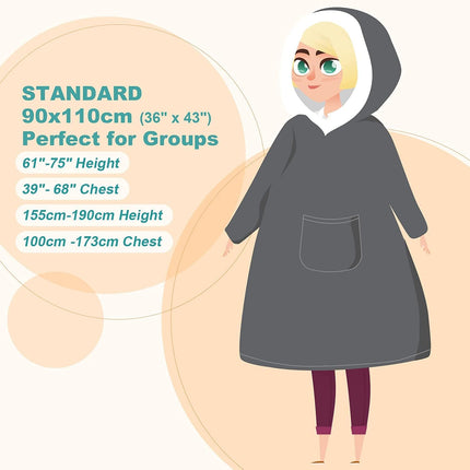 Wearable Blanket Sherpa Oversized Sweatshirt with Hoodie, Soft Warm Flannel Fleece Throw Blankets Sweatshirt with Sleeves and Pocket, One Size Fits All (Grey, Medium)… - STYIEN