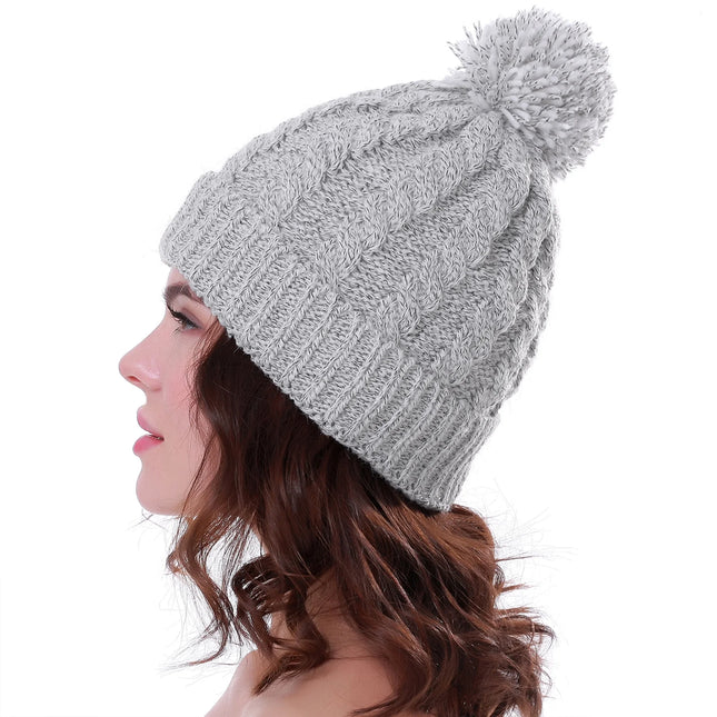 Women'S Winter Beanie Warm Lining - Thick Slouchy Cable Knit Skull Hat Ski Cap - STYIEN