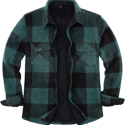 Men'S Warm Sherpa Lined Fleece Plaid Flannel Shirt Jacket(All Sherpa Fleece Lined) - STYIEN