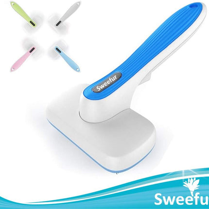 Automatic Pet Hair Removal Comb, Self-Cleaning Slicker Brush for Dogs & Cats- Grooming Shedding Brush for Small, Medium and Large Dogs and Cats- Pet Hair Brush with Soft Grip Handle- Blue - STYIEN