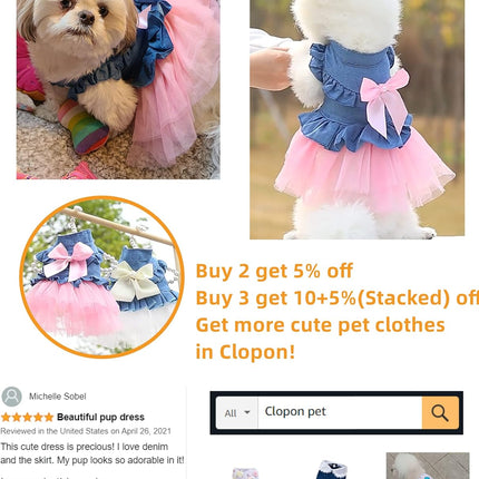 Dog Dress Cowboy Bow Jumpsuits Pets Party Clothes for Puppy Cat Lace Skirt Mesh Princess Tutu Dresses