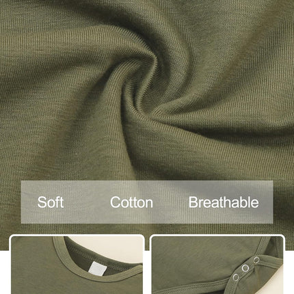 3PCS Newborn Baby Girls Clothes Infant Outfit,Romper Bodysuit Short Sleeve Tops Ruffled Jumpsuit + Camouflage Pants+Headband Casual Set(Army Green6,3-6M)