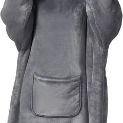Wearable Blanket Sherpa Oversized Sweatshirt with Hoodie, Soft Warm Flannel Fleece Throw Blankets Sweatshirt with Sleeves and Pocket, One Size Fits All (Grey, Medium)… - STYIEN
