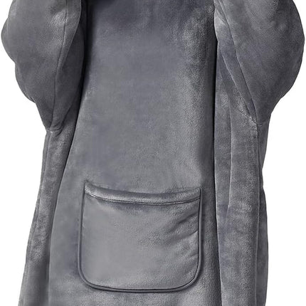 Wearable Blanket Sherpa Oversized Sweatshirt with Hoodie, Soft Warm Flannel Fleece Throw Blankets Sweatshirt with Sleeves and Pocket, One Size Fits All (Grey, Medium)… - STYIEN