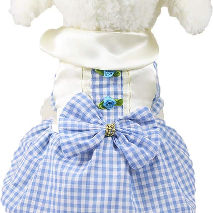 Dog Dress Cowboy Bow Jumpsuits Pets Party Clothes for Puppy Cat Lace Skirt Mesh Princess Tutu Dresses