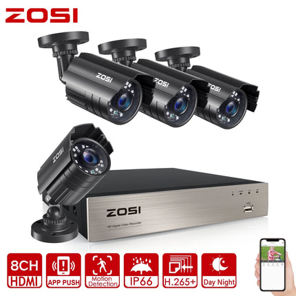 3K Lite H.265+ Home Security Camera System,5Mp Lite 8 Channel Surveillance DVR and 4 X 1080P Weatherproof CCTV Dome Camera Outdoor Indoor with 80Ft Night Vision, Motion Alerts, NO Hard Drive - STYIEN