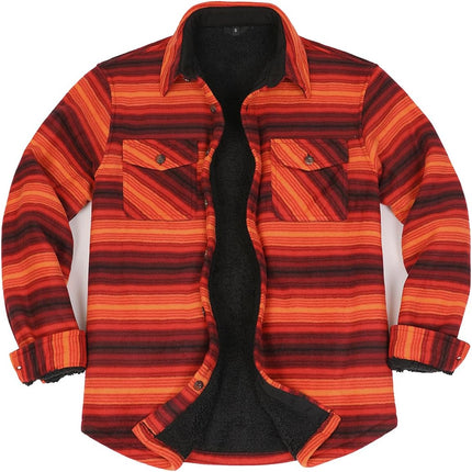Men'S Warm Sherpa Lined Fleece Plaid Flannel Shirt Jacket(All Sherpa Fleece Lined) - STYIEN