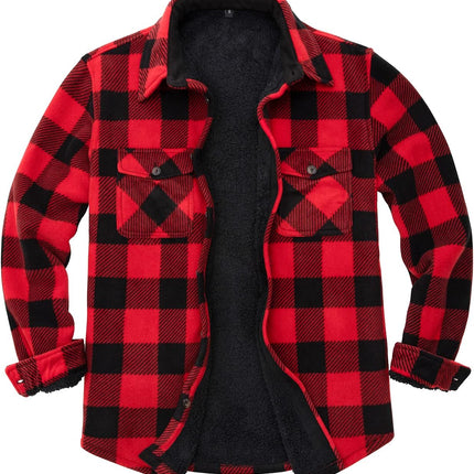 Men'S Warm Sherpa Lined Fleece Plaid Flannel Shirt Jacket(All Sherpa Fleece Lined)