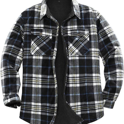 Men'S Warm Sherpa Lined Fleece Plaid Flannel Shirt Jacket(All Sherpa Fleece Lined) - STYIEN