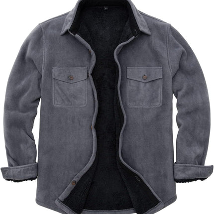 Men'S Warm Sherpa Lined Fleece Plaid Flannel Shirt Jacket(All Sherpa Fleece Lined) - STYIEN