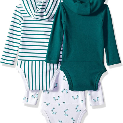 Baby Long Sleeve Bodysuit, Ultimate Bodysuit Hoodie Boys & Girls, 3-Pack