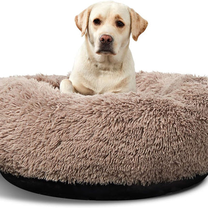 Washable Dog round Bed - Large Donut Dog Bed, Comfy Calming Cuddler