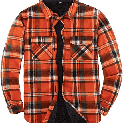 Men'S Warm Sherpa Lined Fleece Plaid Flannel Shirt Jacket(All Sherpa Fleece Lined) - STYIEN