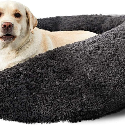 Washable Dog round Bed - Large Donut Dog Bed, Comfy Calming Cuddler