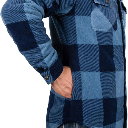 Men'S Warm Sherpa Lined Fleece Plaid Flannel Shirt Jacket(All Sherpa Fleece Lined) - STYIEN