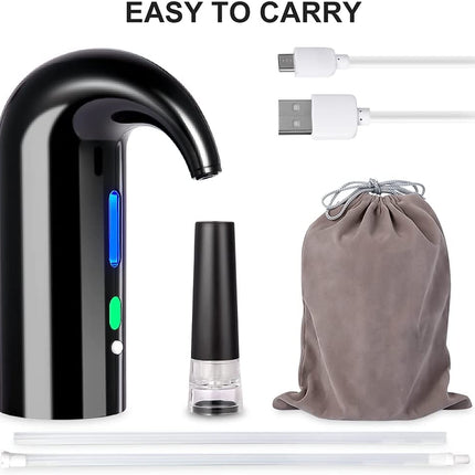 Electric Wine Aerator, Electric Wine Pourer and Wine Dispenser Pump, Multi-Smart Automatic Filter Wine Dispenser with USB Rechargeable for Travel, Home and Bar(Black) - STYIEN
