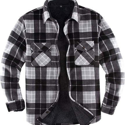 Men'S Warm Sherpa Lined Fleece Plaid Flannel Shirt Jacket(All Sherpa Fleece Lined)