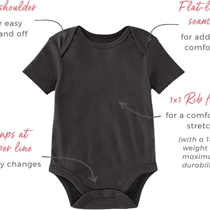 Unisex Short Sleeve Organic Cotton Bodysuits, 3-Pack