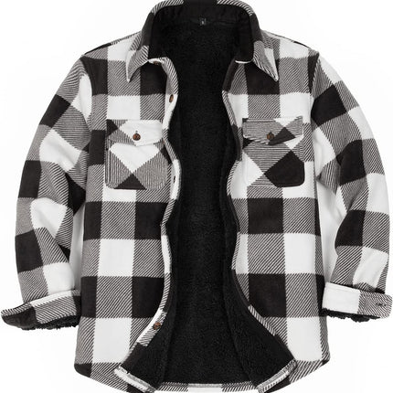 Men'S Warm Sherpa Lined Fleece Plaid Flannel Shirt Jacket(All Sherpa Fleece Lined) - STYIEN