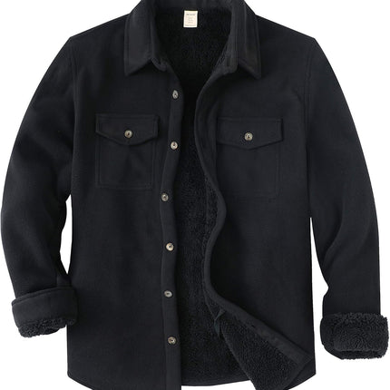 Men'S Warm Sherpa Lined Fleece Plaid Flannel Shirt Jacket(All Sherpa Fleece Lined) - STYIEN