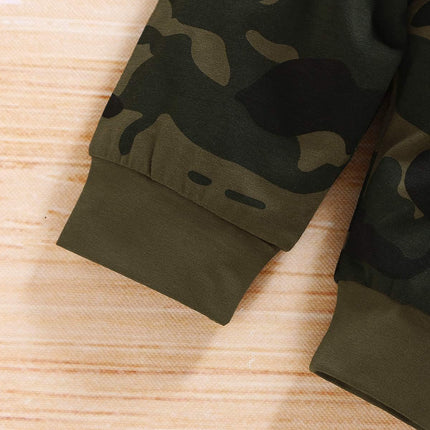 3PCS Newborn Baby Girls Clothes Infant Outfit,Romper Bodysuit Short Sleeve Tops Ruffled Jumpsuit + Camouflage Pants+Headband Casual Set(Army Green6,3-6M)