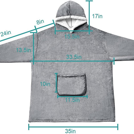 Wearable Blanket Sherpa Oversized Sweatshirt with Hoodie, Soft Warm Flannel Fleece Throw Blankets Sweatshirt with Sleeves and Pocket, One Size Fits All (Grey, Medium)… - STYIEN