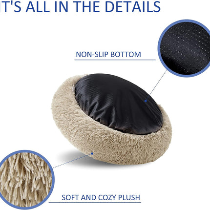 Washable Dog round Bed - Large Donut Dog Bed, Comfy Calming Cuddler