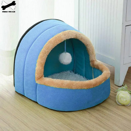 Pet Dog Cat Bed Puppy House With Toy Ball Warm Soft Pet Cushion Dog Kennel Cat Castle For Drop Shipping - STYIEN