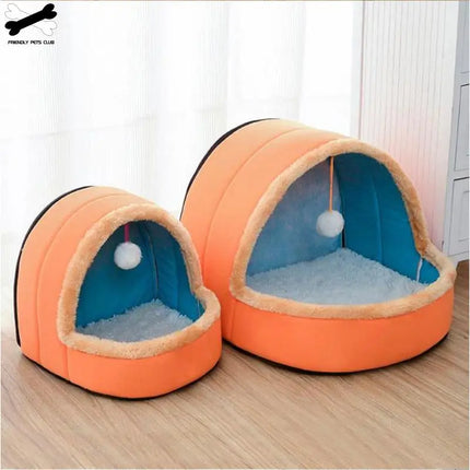 Pet Dog Cat Bed Puppy House With Toy Ball Warm Soft Pet Cushion Dog Kennel Cat Castle For Drop Shipping - STYIEN