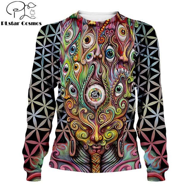 PLstar Cosmos Hippie Mandala Psychedelic Eye 3D Hoodie Sweatshirt Long Sleeve Streetwear Winter Autumn Fashion - STYIEN