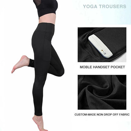 3/4 Sport Pants Women Pockets Capris Pant Female Leggings Women Fitness Gym High Waist Leggins Black Cropped Leggings Summer New - STYIEN