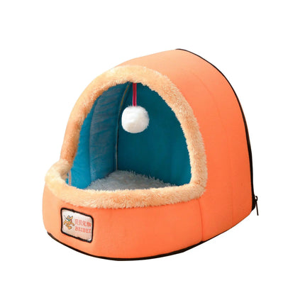 Pet Dog Cat Bed Puppy House With Toy Ball Warm Soft Pet Cushion Dog Kennel Cat Castle For Drop Shipping - STYIEN