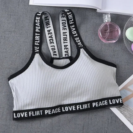 Women's Sports Bra Push Up Fitness Bra Yoga Bra Sport Underwear Running Gym Fitness Tops Black White Letters Seamless Underwear - STYIEN