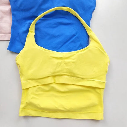 Women's Backless Hanging Necks Fitness Bra Workout Tops Yoga Crop Sports Vest Sexy Gym Fitness Tank Top for Athletic Women - STYIEN