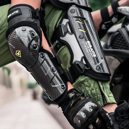 Motorcycle knee pads carbon fiber elbow pads anti-fall sports knee pads off-road motorcycle windproof riding protective gear - STYIEN