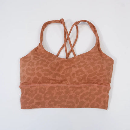 Leopard Print Bra Sports Bra Gym Running Top Women's Camisole Breathable Vest Sweat-absorbent Underwear - STYIEN